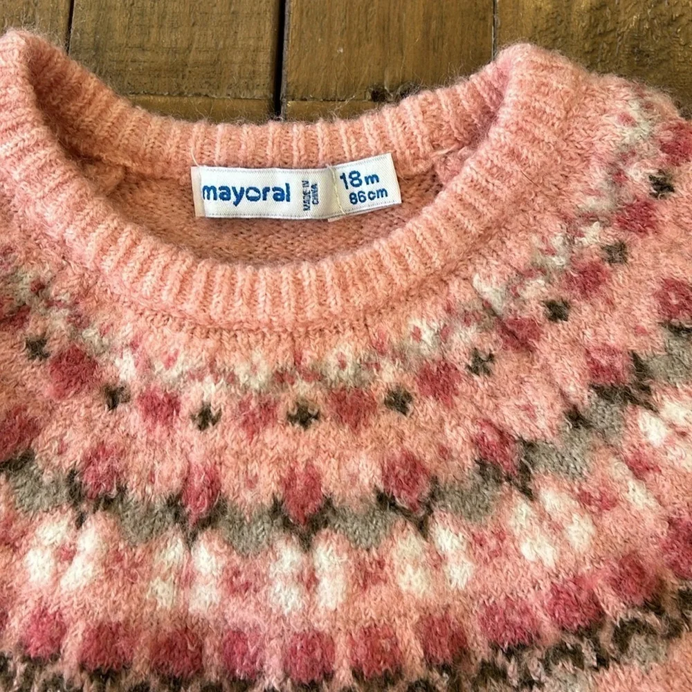 Mayoral pink fairisle knit sweater